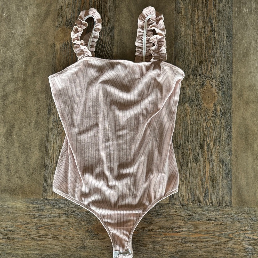Elegant Ruffled Pink Bodysuit